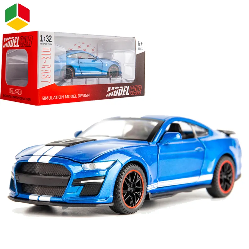 QS OEM Boy Gift Simulation GT500 Diecast Model Cars Toy 1:32 Scale 15CM Pull Back Diecast Sports Vehicles Toys With Sound Light