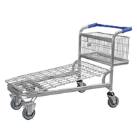 Chariot de transport de marchandises robuste pour entrepôt, chariot à plateforme en fil métallique, capacité de 500 kg, transporteur de matériel logistique avec 4 roues