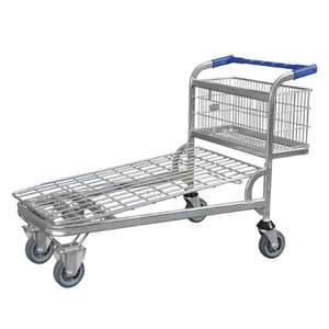 Heavy Duty Warehouse Transport Cargo Trolley Flat Wire Platform <strong>Cart</strong> 500kg Logistics Material Handling <strong>Transporter</strong> with 4 Wheels - Product Image 1