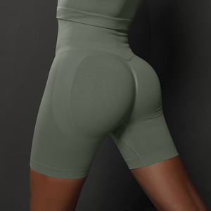 Shorts de fitness côtelés sans couture pour femme, longueur genou, mi-cuisse, avec contrôle du ventre, extensibles, anti-frottement, effet fessier galbant, pour le cyclisme - Product Image 5