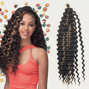 Extensiones de Cabello Sintético Ondulado Profundo de 24 Pulgadas, Fibra de Alta Temperatura, Trama Única Rizada para Crochet - Product Image 2