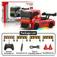 Mini camion de course RC 4x4 à l'échelle 1:87 avec lumières, télécommande 2,4 GHz, jouet de course de bureau haute vitesse, cadeau pour enfants