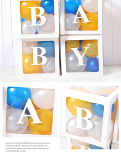 <span class=keywords><strong>Ballons</strong></span> personnalisés pour bébé fille garçon, boîte en papier de décoration pour douche de bébé, boîte en cube, <span class=keywords><strong>ballons</strong></span> en acrylique transparent avec une lettre, cadeau - Product Image 1