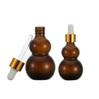 Vente en gros de flacons compte-gouttes en verre ambré pour sérum cosmétique et huile essentielle, forme de gourde, vides, uniques, 10 ml, 20 ml, 30 ml, 50 ml, 100 ml
