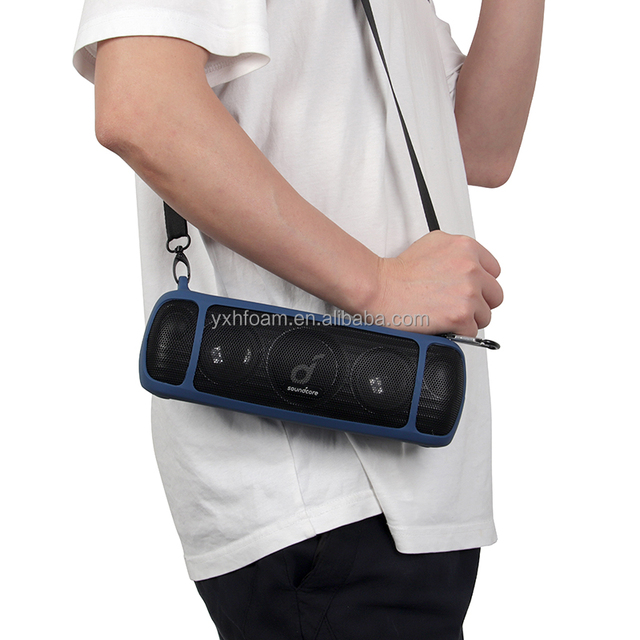 Silicone Carrying Case Protective Cover for Anker Soundcore Motion+ Portable Speaker with Shoulder Strap & Carabiner