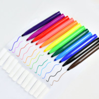 Ensemble de marqueurs à base d'eau, 12 pièces, pointe en fibre non toxique, stylo de dessin artistique pour enfants, stylo aquarelle pour la papeterie scolaire