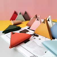 Mignon bouton caché PU cuir porte-monnaie personnalisé femmes Triangle portefeuille sac porte-monnaie porte-pochette