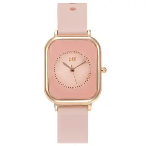 2024 new fashion temperament square women's watch quartz silicone strap manufacturers direct sales of a hair