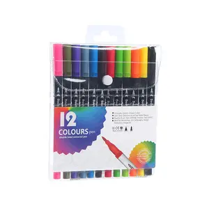 2023 Popular colorido pincel Marcadores conjuntos Double Head Colored Pen cor da água Escova Canetas preço barato marcador pincel ponta dupla
