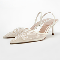 Sandales d'été élégantes pour femme ZA QuiteS à talons aiguilles fins, motif quadrillé et perles, semelle en caoutchouc, pour mariée