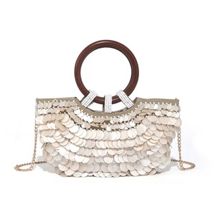 Bolso de mano de alta gama, versátil, hecho a mano, con cuentas, de color sólido, para la playa, viajes, cenas, para mujer. - Product Image 1