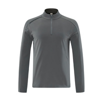 Maillot de sport demi-zip à manches longues pour homme, automne/hiver, en polyester, col montant, doux pour la peau, chaud et à séchage rapide