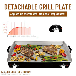 1800W Điện Thép Không Gỉ Tấm Nóng Hai-Burner Điều Khiển Nhiệt Độ Di Động Sâu Nướng Buffet Bbq Vỉ Nướng Cho Khách Sạn - Product Image 5