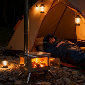 Портативная складная печь для палатки на дровах с дымоходом для зимней рыбалки - Product Image 1