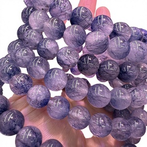 Meihan Natural <b>Top</b> Blue Steel Wire Rutilated Quartz Rabbit Hair Loose <b>Beads</b> 1mm GIA Certified Bracelet Charm Jewelry Making Gift - Product Image 3