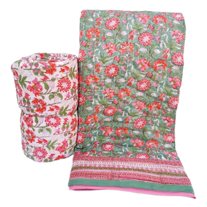 Colcha de Algodón Estampada a Mano 225x270 cm, Hecha a Mano, Tamaño King, Ligera y Reversible para Hogar, Hotel, Exportación y Venta al por Mayor - Product Image 1