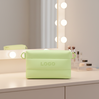 Sac de maquillage en néoprène personnalisé neuf d'usine, matelassé, gonflé, en velours pour trousse de toilette, grande capacité, fermeture éclair