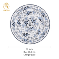 Ensemble d'assiettes à bord doré pour mariage, ensemble de vaisselle bleue de luxe, vaisselle de banquet nordique, vaisselle décorative pour événement et restauration