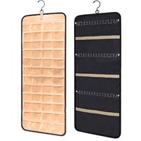Organisateur de bijoux suspendu pliable, sacs de rangement double face avec crochet métallique, tissu flexible pour salon