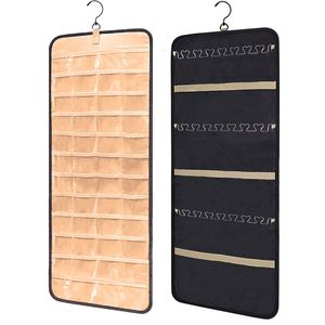 Foldable Hanging Jewelry Organizer Double Sided Storage Roll Bags with Metal <b>Hook</b> Flexible Fabric for Living Room - Product Image 2