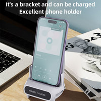 Support de chargeur sans fil vertical de bureau certifié CE/FCC/ROHS, 15W PD 3.0 Type-C, charge rapide, OTP, ignifuge, pour téléphone portable
