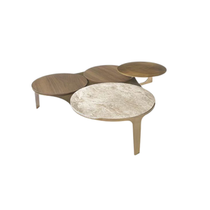 Table basse de salon en métal pierre de qualité originale Table basse en bois noyer noir et blanc - Product Image 1