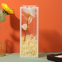 Rose LED scintillante faite à la main dans un coffret cadeau en PVC, rose éternelle de 24 cm avec lumières féériques, cadeau romantique pour la Saint-Valentin pour elle