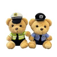 Porte-clés en peluche personnalisé brodé pour agent de police, en matière ultra douce, jouet anti-stress, design uniforme de police