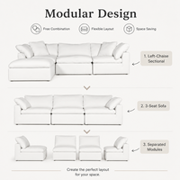 Canapé modulaire en forme de L moderne et luxueux en tissu blanc moelleux pour salon