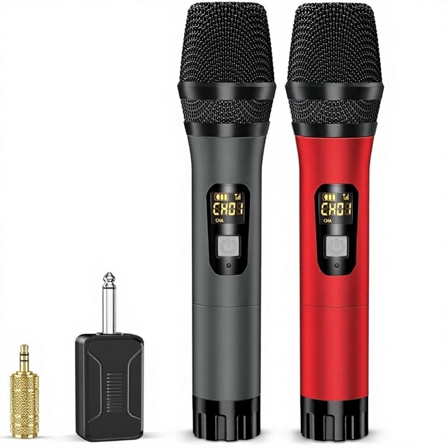 UHF Wireless Microphones for Car Karaoke, Microfono Inalambrico Professional Mic for Car Audio System & Home Singing