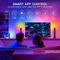 Barre lumineuse LED intelligente RGBIC noire moderne avec variateur d'intensité, application, rythme musical, lampe de table d'ambiance pour jeux et rétroéclairage TV