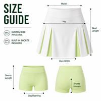 Jupe-short plissée blanche personnalisée pour femme avec doublure intérieure vert citron, jupe de sport taille haute pour compétition de tennis