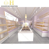 Comptoir de présentation de luxe violet clair pour pâtisserie, vitrine murale pour boulangerie, mobilier de magasin de détail