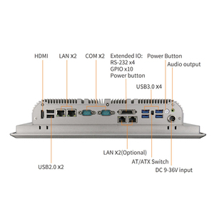 <span class=keywords><strong>Ordinateur</strong></span> industriel tactile capacitif intégré de 12,1 pouces, étanche IP65, Intel J6412, sans ventilateur, tout-en-un, PC de panneau - Product Image 2
