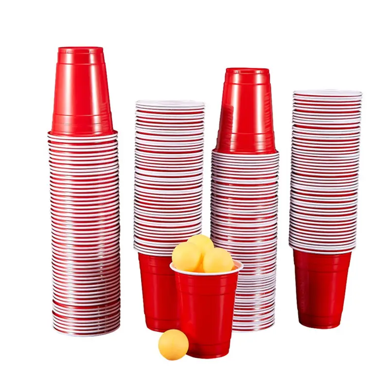 Groothandel Custom Amerikaanse 16 Oz Rode Wegwerp Party Beerpong Spel Koude Drinken Hard Pp Plastic Bekers
