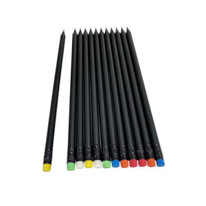 Custom 2B HB Black Wooden Pencil with Color <b>Eraser</b> Matte Round Plain for School Use CE Certified OEM & ODM - Product Image 2