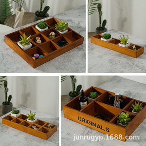 Organizador de Escritorio de Madera Rectangular con Parte Superior Abierta y Compartimentos para Decoración de Oficina en Casa y Artículos Pequeños - Product Image 2