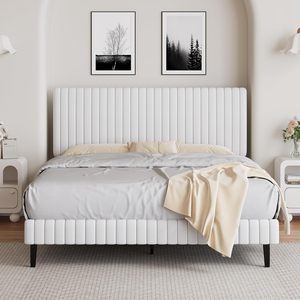 Letto con Piattaforma Imbottito in Velluto Design Europeo Direttamente dalla Fabbrica Cinese, Letto Intelligente con Testiera Trapuntata a Canali Verticali Salvaspazio - Product Image 2