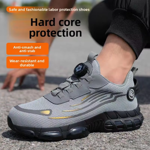 Chaussures de travail d'extérieur pour homme, baskets grises, chaussures de sécurité à embout en acier, chaussures de sécurité anti-écrasement - Product Image 2