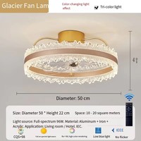 Ventilateur de plafond LED de luxe moderne avec lumière, lampe de lustre à pales ABS invisibles pour banquet, hôtel, villa, salon, salle à manger