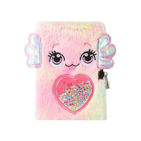 Novedad transfronteriza: Diario infantil de felpa con diseño de dibujos animados, con candado de muñeca adorable estilo pez y bloc de notas de arena movediza con forma de corazón, ideal como regalo.