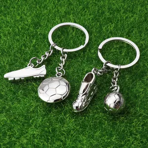 Metal mini football keyring 3d soccer cute key rings key charms Wholesale metal football shoes with ball keyrigs