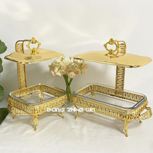 Sang trọng chất lượng cao Glass chaffing món ăn cheffing món ăn thực phẩm ấm hơn kim loại hình dạng trứng vàng chafing món ăn tự chọn bộ - Product Image 2