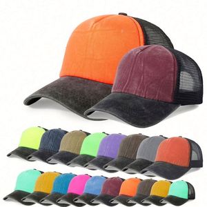 หมวกแก๊ปปักโลโก้คุณภาพสูง 5 แผง ผ้าฝ้ายทวิลสีดำ ขายส่ง หมวกตาข่ายแบบ Trucker สั่งทำได้ - Product Image 3