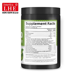 Fabricant de suppléments d'acides aminés Shecome de qualité supérieure avec Guarana pour la concentration et la récupération musculaire, poudre d'acides aminés au goût pomme verte - Product Image 3