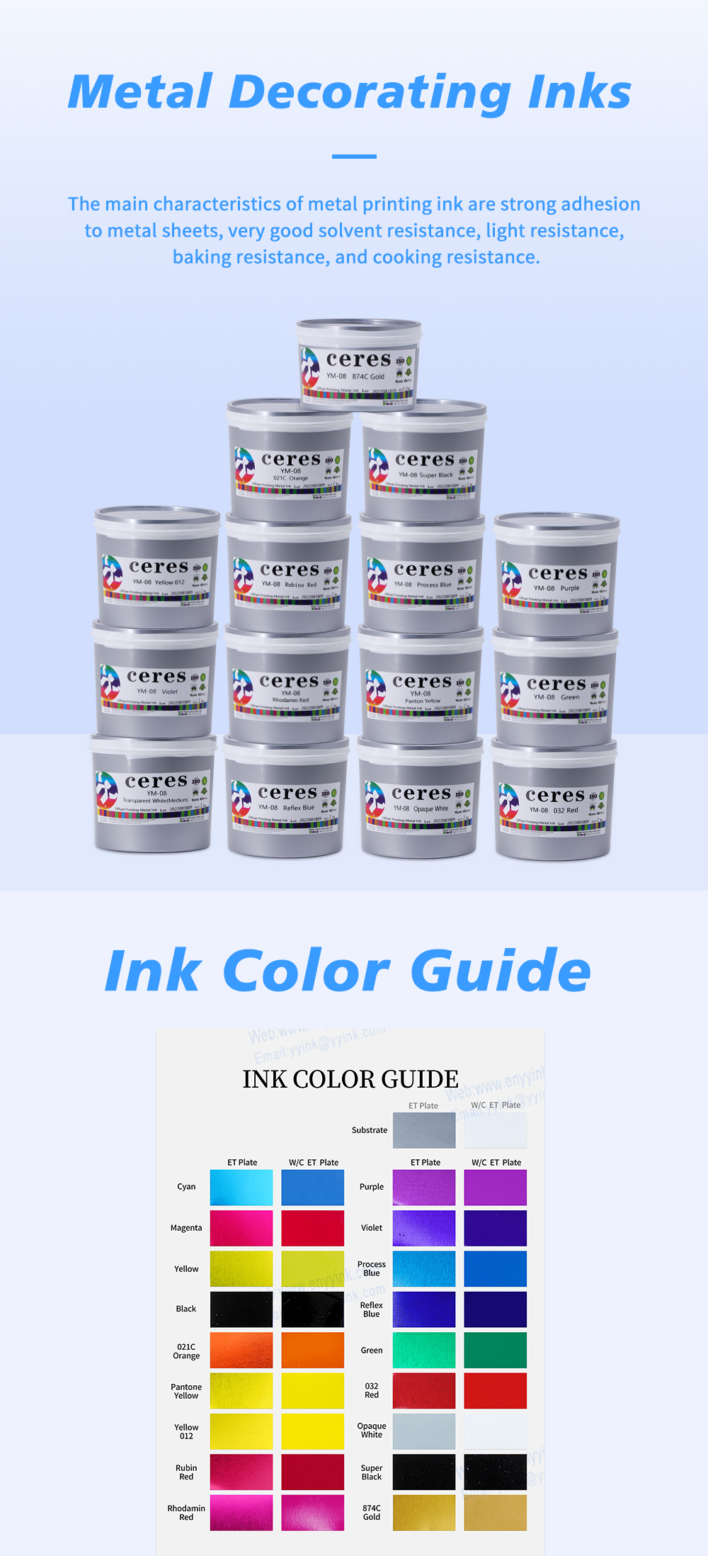 L'encre métallique offset de haute qualité pour le fer, couleur rouge rubis, sec naturel, 2 kg/boîte