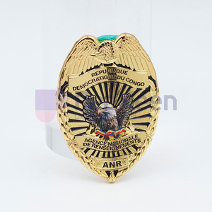 Bán sỉ tùy chỉnh thực Úc Liên Bang lực lượng kim loại dịch vụ an ninh phù hiệu đã nghỉ hưu với người giữ da - Product Image 3