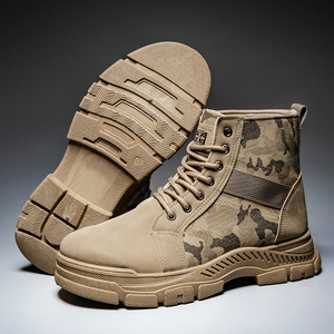 Chaussures montantes épaisses pour hommes, style Martin, rétro, à lacets, avec tige en PU et semelle extérieure en caoutchouc, idéales pour le travail (modèle transfrontalier) - Product Image 2
