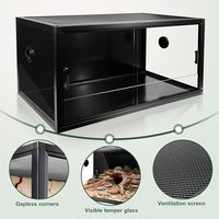 Terrarium en verre trempé avec portes coulissantes avant pour reptiles, gecko, grenouille, lézard, serpent