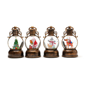 Ornement de Noë<span class=keywords><strong>l</strong></span> en plastique lumineux avec musique USB, effet de neige, décoration, lanterne à main en forme de cheval peinte en or, remplie d'eau, boîte cadeau - Product Image 5